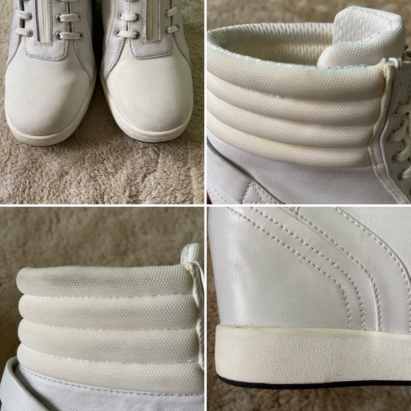 L.A.M.B Georgi White Leather Hidden Wedge Zip Up High Top Sneaker Size 8 1/2 - Picture 14 of 15